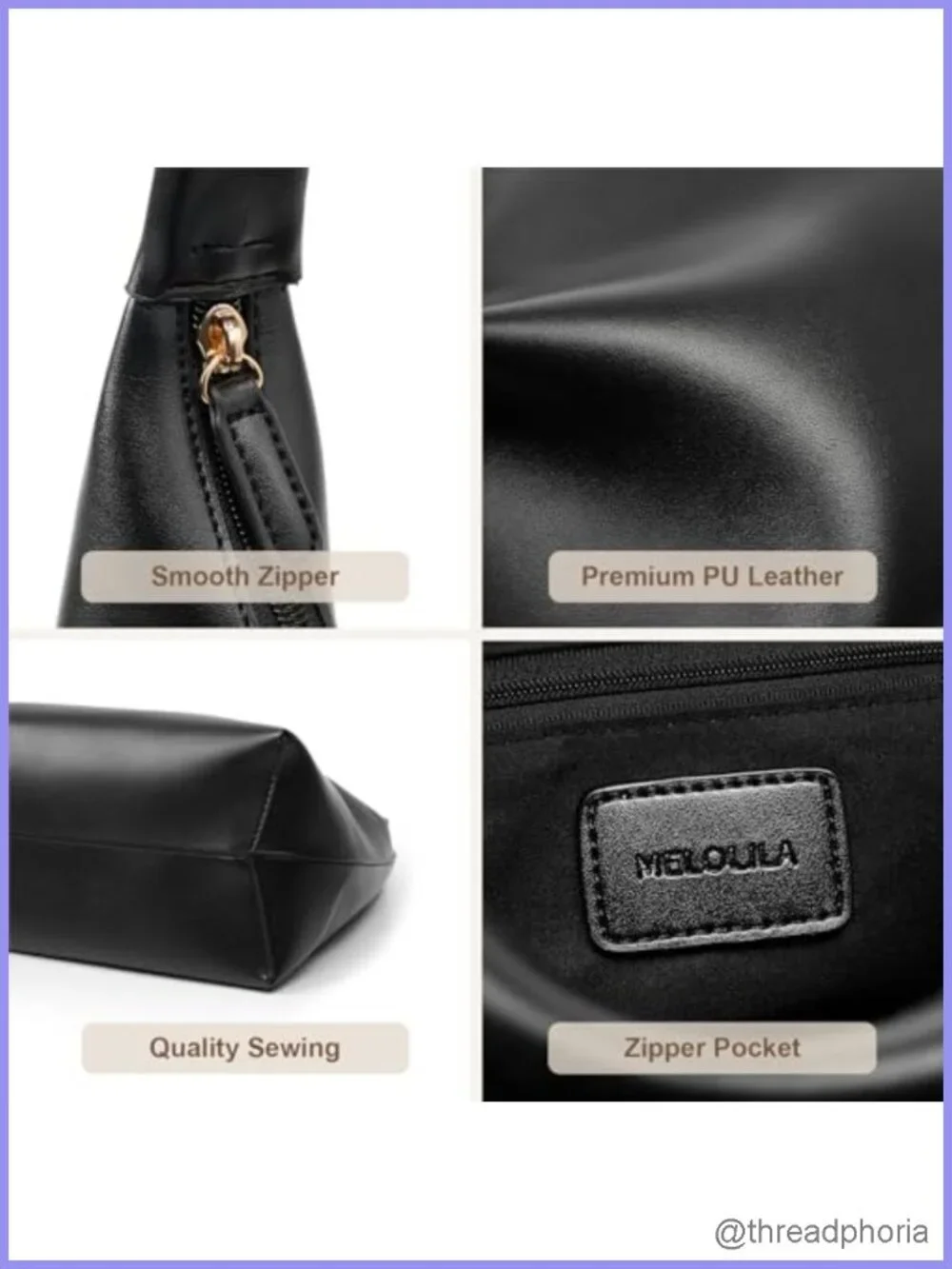 Small Hobo Shoulder Bag PU Leather Crescent Purse Everyday